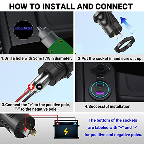 83W Laptop 12V USB Outlet: OUFFUN 65W PD Car Charger and 18W QC3.0 with Power Switch Waterproof for Car RV Boat Marine Motocycle Truck Golf Cart