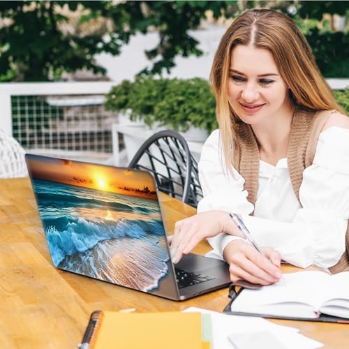 Laptop Skin Sticker Decal, Universal Reusable Vinyl Laptop Cover for 12" 13" 13.3" 14" 15" 15.4" 15.6" Notebook PC, Reusable Waterproof Scratch-Resistant with 2 Wrist Pads,Art Sandbeach Beach - color: Art Sandbeach Beach