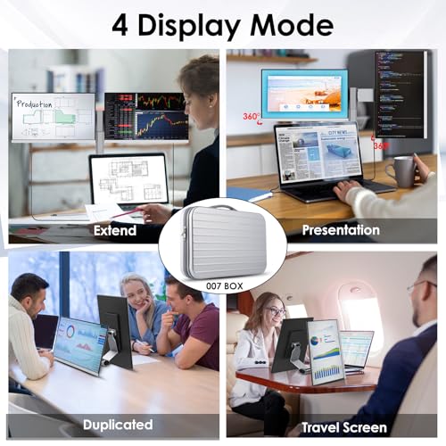 Redalf 15.6" FHD IPS Triple Portable Monitor for Laptop, Fits Laptops | Ultra-Thin Zero Frame, Compatible with Mac, Windows, Chrome, Plug and Play, Detachable Laptop Screen Extender - color: Grey
