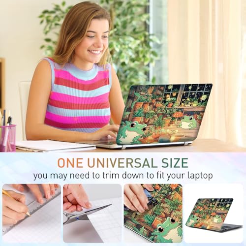 12.1-15.6 Inch Laptop Skin Decal - Universal Reusable Vinyl Laptop Cover Sticker, Waterproof Art Decal Protector - Frog & Mushroom - color: Frog & Mushroom