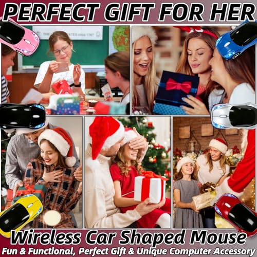 Black Wireless Mouse,Mini Car Computer Mouse,1600DPI 2.4G with USB Receiver, Ergonomic Cute Computer Mice for Laptop, PC, Windows, Mac OS (Black) - color: Black