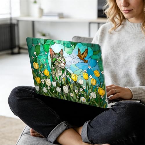 for MacBook Pro 16 Inch Release 2019 Model A2141 Clear Computer Case,Novelty Premium Pattern Hardshell Laptop Case Tulip Meadow Stained Glass Feline - color: Tulip Meadow Stained Glass Feline, size: A2141(16 inch)-Clear