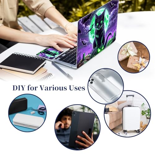 Universal Laptop Protective Skin,Trim-to-Fit Vinyl Sticker for 13–16 Inch Laptop,MacBook,Tablet & Notebook,Scratch-Proof Waterproof Cover,Black Cat Halloween - color: Black Cat Halloween