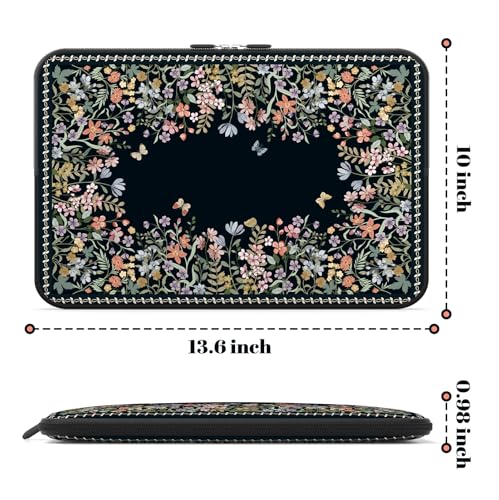 iCasso Laptop Sleeves 13 inch,Retro Laptop Carrying Case Black,13-13.6 inch Computer Sleeve Bag Compatible with MacBook Neo/Air/Pro 13-14 Sleeve, HP Dell ASUS Lenovo Chromebook Notebook,Flowers - color: Black, size: 13-14 Inch