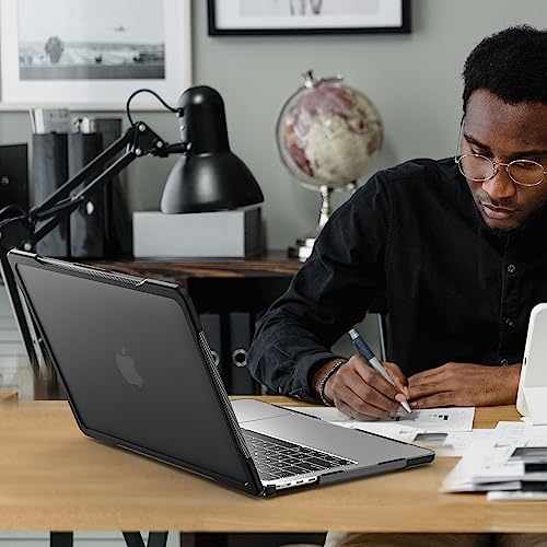 Batianda Ultimate Slim Case for MacBook Air 13.6 inch 2022-2026, Black | Fits M2/M3/M4/M5 Model, Lightweight Slim Design, Carbon Fiber Side Texture, Matte Translucent Rugged Hybrid Protective Shell - color: S-Black