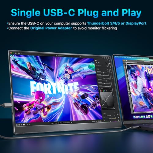 cocopar Portable Monitor 16 Inch 2.5K QHD 110% sRGB 144Hz USB-C, 120Hz HDMI, Travel Monitor with Speaker Second Screen for Laptop MacBook Surface PC Xbox PS4/5, VESA Mountable, with Kickstand - size: 16