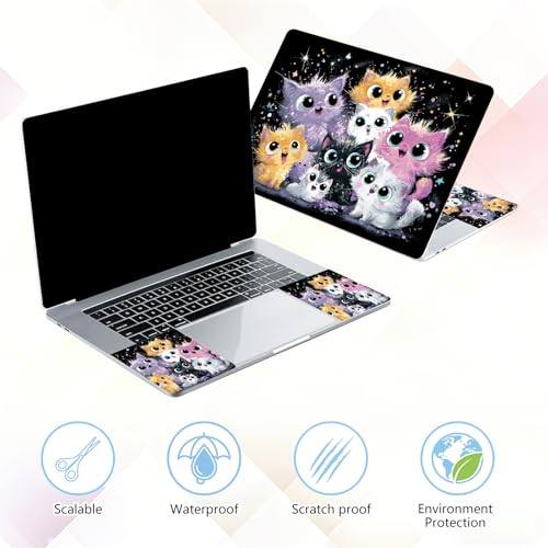 Laptop Skin Sticker Decal 15-15.6 Inch with Cute Mouse Pad, Universal Reusable Vinyl Sticker for 12.1 13 13.3 14 15.4 Inch Netbook and Notebook PC, Cute Cats - color: Cute Cats