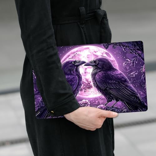 Laptop Skin Sticker Decal 12" 13" 13.3" 14" 15" 15.6",Waterproof Scratch Resistant Vinyl,Reusable Easy to Apply,for MacBook HP Dell Notebooks Netbooks Laptop,2 Wrist Pads,Crow Couple Purple - color: Crow Couple Purple