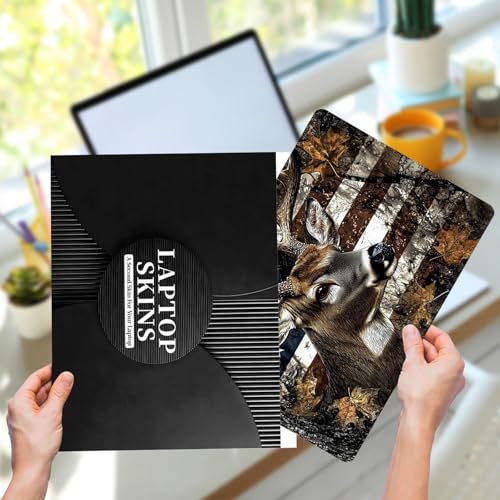 Laptop Skin Sticker for 12.1”-15.6“ Laptops (Fits 13”, 13.3”, 14”, 15”, 15.4”) | Protective Universal Reusable Vinyl Art Decal Cover | Waterproof & Scratch-Resistant- Deer America Flag Camouflage - color: Deer America Flag Camouflage
