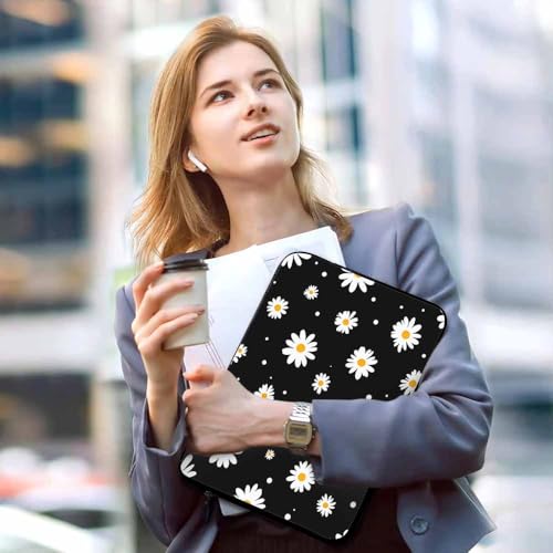 Laptop Sleeve Bag 15.4 15.6 Inch,White Daisy Tiny Flowers Floral Black Protective Polyester Computer Cases Laptop Cover Briefcase Bag Tablet Travel Cover - color: LPS-020