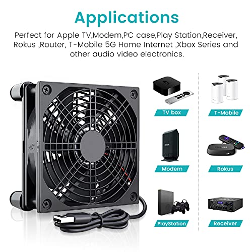 Wathai Cooling Case Fan for Receiver Xbox TV Box Router 120mm x 25mm 5V USB | USB Box 5V Power Fan Three Speed Settings for Modem DVR Computer Case Mini PC Cooling - style: 120mm USB fan