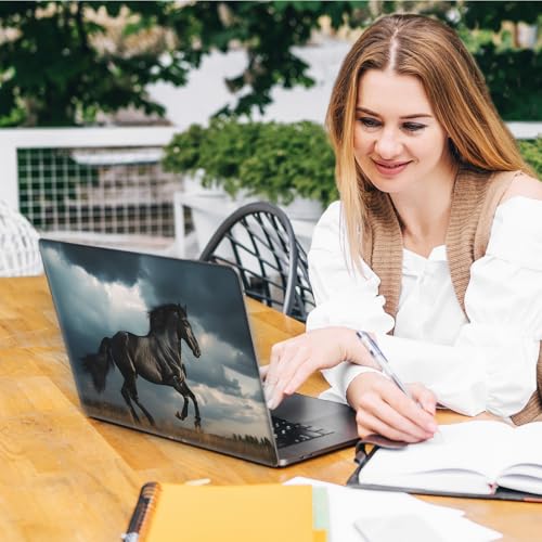 Laptop Skin Sticker Decal, Universal Reusable Vinyl Laptop Cover for 12" 13" 13.3" 14" 15" 15.4" 15.6" Notebook PC, Waterproof Scratch-Resistant with 2 Wrist Pads, Easy to Apply & Remove,Black Horse - color: Black Horse