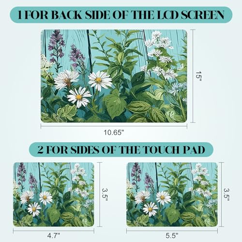Laptop Skin Sticker Decal, 12" 13" 13.3" 14" 15" 15.4" 15.6 inch Personalized Universal Vinyl Notebook Skin Sticker Cover Art Protector Decal, Green Plant Flowers - color: Green Plant Flowers