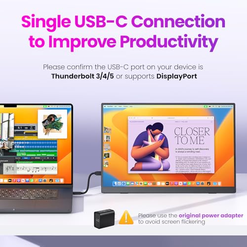 Upperizon Portable Monitor 16 inch 2K QHD 2560X1600 145% sRGB, 144Hz USB-C, 120Hz HDMI, Travel Monitor for Laptop MacBook PC Surface PS5 Xbox, External Display with Kickstand & Speaker VESA Compatible - size: 16 inch