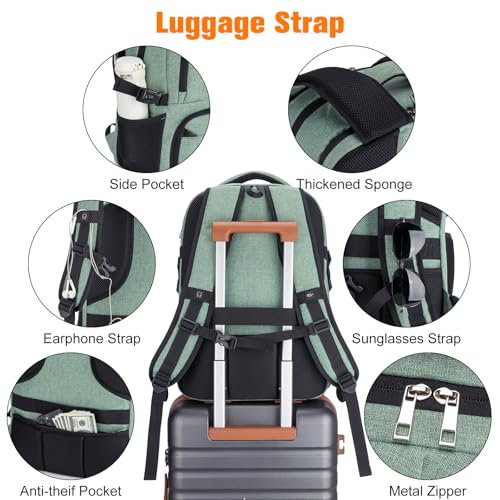 Insulated Lunch Backpack Fit 17" Laptop with Cooler Compartment | 2 In 1 Work Backpack with Lunch Box, Lunch Compartment, Water-Resistant, Lightweight, College Couputer Bag, Men & Women - color: Green