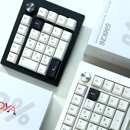GMK26 Mechanical Numpad,VIA Programmable Hot Swappable Gasket Wired BT5.0/2.4G Wireless Number Pad with Knob PBT Keycaps 26 Keys Macro RGB Gaming Numeric Keypad for Laptop TKL Keyboard (Black) - color: Black