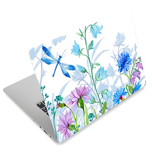 Laptop Skin Sticker Decal,12" 13" 13.3" 14" 15" 15.4" 15.6 inch Personalized Laptop Vinyl Skin Sticker Cover Art Decal Universal Protector Notebook PC Cover Case (Dragonfly & Flowers) - color: Dragonfly & Flowers