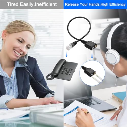XMSJSIY RJ9 to 3.5mm Headsets Adapter Telephone Phones MIC Audio Splitter Adapter Cable RJ9 4P4C Male to 3.5mm Jack Headphone Microphone Audio Cable - 27CM/10inch