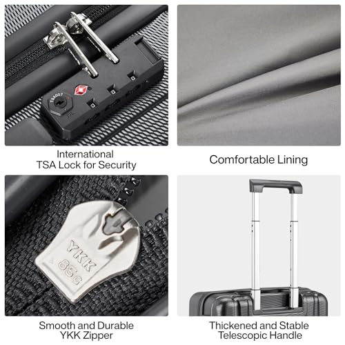 Hanke 29 Inch Luggage Suitcases With Spinner Wheels Lightweight PC hardside Rolling Suitcase With Travel Lock, Checked-Large 29-Inch(Jet Black) - color: Jet Black, size: Checked Large 29 Inch
