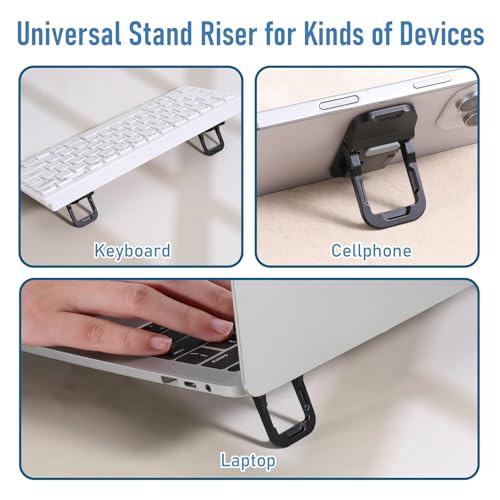 2 Pcs Portable Keyboard Stand, Dual Tilt Angle Adjustment, Foldable Laptop Riser, Self-Adhesive Feet for Most Keyboards (Black) - color: Black