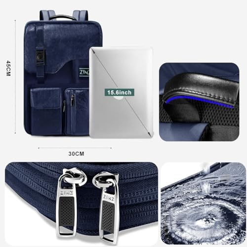 Slim & Expandable Laptop Backpack 15.6 Inch, Computer Rucksack Water Resistant Bag, Anti-Theft Travel Daypack for Men and Women-Blue - color: Blue
