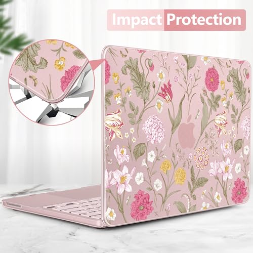 for MacBook Neo 13 inch Case 2026 (Model A3404), Artistic Flower Pattern Ultra Slim Frosted Matte Hard Shell, Anti-Scratch & Fingerprint Resistant Cover - Classic Flowers - color: Classic Flowers