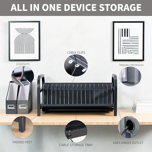 VIVO 16-Bay Laptop and Tablet Open Charging Station, Devices up to 14 inches, Black, Stand-LAPC3 - size: 16-Bay