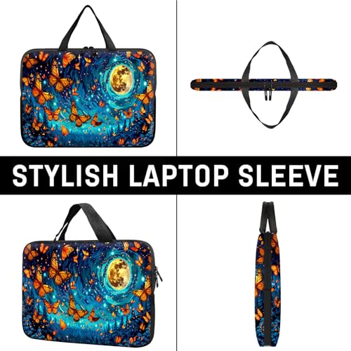 14" 15" Laptop Handle Bag Computer Bag,14.2" 15.4 inch Pouch Holder Notebook Sleeve Cover Compatible for Dell,Lenovo,Toshiba HP, Asus Notebook Messenger Briefcase-A Bunch of Butterflies Moon - color: A Bunch of Butterflies Moon