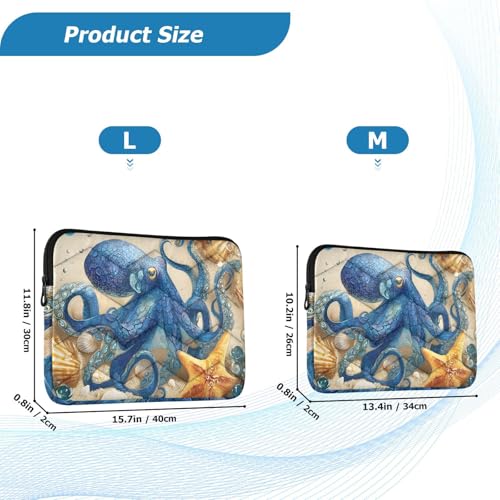 Starfish Octopus Laptop Sleeve 15 16 Inch Puffy Quilted Carrying Case Protective Computer Bag Waterproof Laptops Sleeve for Women Men - color: Starfish Octopus, size: Large