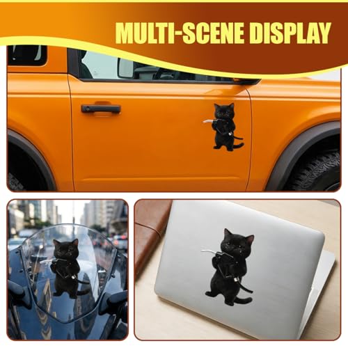 Animal Car Fuel Tank Sticker Decal, Funny Vinyl Automotive Fuel Lid Sticker, Self-Adhesive Water-Resistant Vehicle Exterior Body Decal Decoration for Cars, Trucks, SUVs, Laptops(Cat) - size: Cat