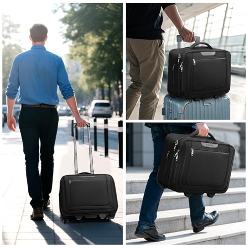 Ytonet Rolling Laptop Bag, 17.3 Inch Rolling Briefcase for Women Men, Water Resistant Computer Bag with Wheels for Work Travel College Business Overnight Teacher