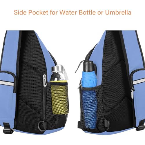 MOSISO Sling Backpack Bag, Crossbody Shoulder Bag Travel Hiking Daypack Chest Bag with Front Square Pocket&USB Charging Port - color: Air Blue