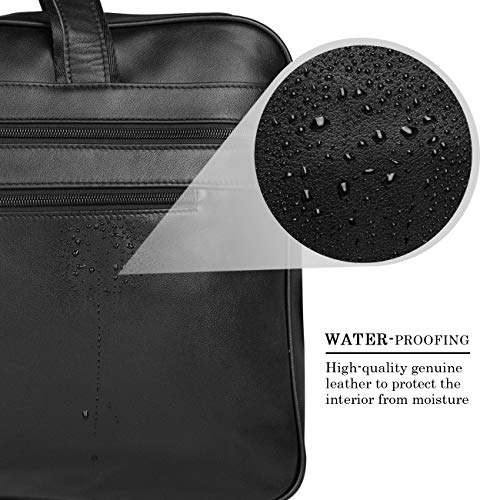 Leather Briefcase for Men 16'' Laptop Messenger Bag - color: Black