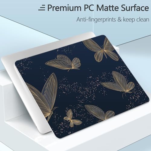 Designed for MacBook Air 13 inch Case 2021-2018 A2337 M1/A2179/A1932, Ultra-Thin Hard Shell Case for MacBook Air 13.3" with Keyboard Cover & USB Adapter & Webcam Cover, Butterflies in Golden - color: Butterflies in Golden