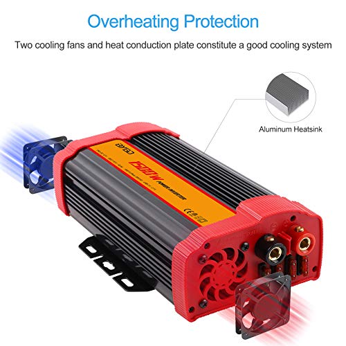1500W Power Inverter DC 12V to 110V AC Converter and Peak Power 3000W Car Inverter with 4.2A Dual USB Ports Quick Charging Car Charger, Solar Inverter ETL Listed - size: 1500 Watt/Modified Sine Wave