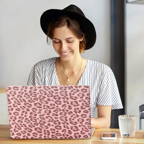 for MacBook Neo Case 13-inch 2026 A3404, Pink Leopard Print | Textured Cheetah Leather Laptop Cover with Logo Cutout, Slim Two-Piece Snap On Shell Includes Matching Keyboard Cover - color: Leopard Pink