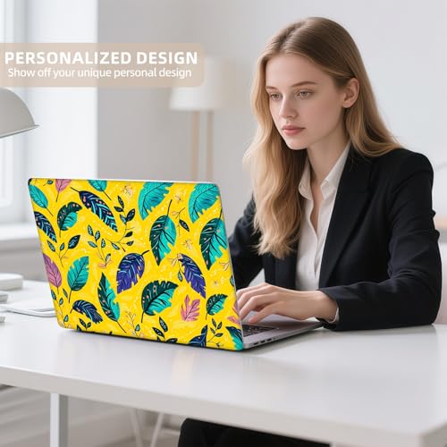 Universal Laptop Skin Sticker for 12/13/14/15.6 Inch Laptops, Reusable Vinyl Laptop Decal Cover, Waterproof Scratch Resistant Notebook Skin with 2 Wrist Pads,Feather Illustration - color: Feather Illustration