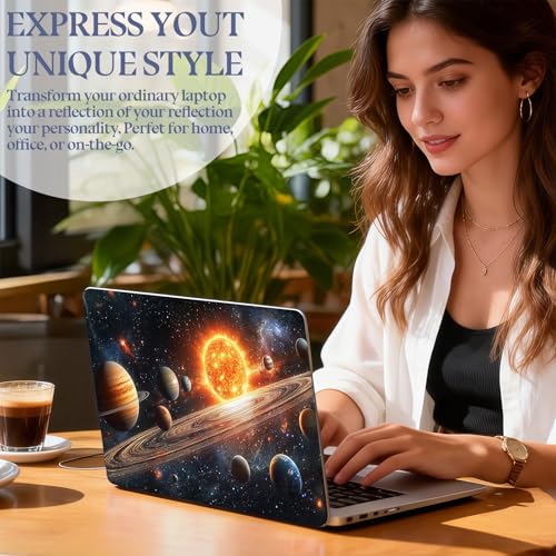 Universal Laptop Skin Sticker Decal,15.6 Inch Laptop Vinyl Cover for 13" 14" 15.6" Laptop,Scratch-Resistant Waterproof Protector Wrap,Reusable with Wrist Pads,Solar System Planets - color: Solar System Planets