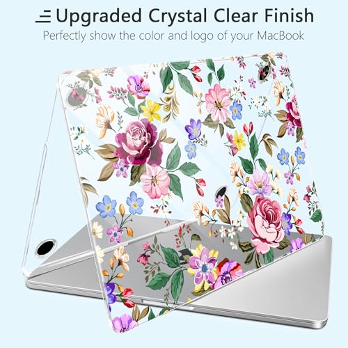 for New MacBook Pro 14 inch Case 2025 M5 2024 M4 2023 Release– Fashionable Lightweight Floral Design Transparent HD Clear Laptop Shell, with TPU Keyboard Cover & OTG Adapters, Flowers - color: Flowers