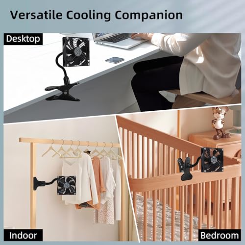 4.72" Small 120mm Clip on Fan with Strong Clamp and On/Off Switch | Low Noise and Gentle Breeze, for Desktop Router Xbox Cabinet Tent Seedlings Electronic Equipment and DIY Ventilation Project - color: Black, size: 120mm