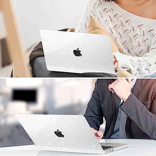 Clear Glitter Case for MacBook Air 15 Inch M5 M4 M3 M2 (2026-2023) A3448 A3241 A3114 A2941, Protective Hard Shell Cover Compatible with Touch ID & Liquid Retina Display - Star Clear - color: Star Clear