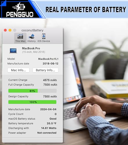 Battery for MacBook Pro 15 Inch A1990 (Mid 2018 2019), Laptop Battery Replacement Model A1953 Battery EMC 3215 3359 7400mAh (Upgraded 6.2 Versions)