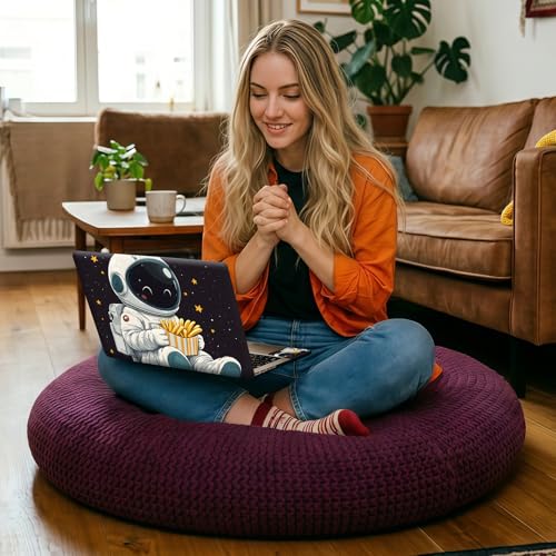 Cute Astronaut Eating French Fries Universal Laptop Skin Sticker 3PCS, Protective Decal Trim-to-Fit 11.6" 13.3" 14" 15.6" Laptop Vinyl Cover, Removable Anti-Scratch Computer Decal Protector - color: Cute Astronaut Eating French Fries