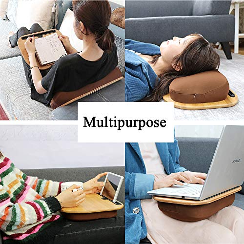SUMISKY Lap Desk for 14" Laptops-Bamboo Laptop Desk with Cushion & Phone Holder, Portable Laptop Stand with Tray, 15x11 Inches with Bag - size: S(15"x11") with Bag