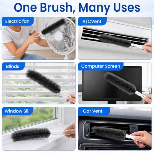 Fan Cleaning Brush, Bendable Dust Remover for AC Vent Grilles, Window Tracks, Keyboards and Narrow Spaces (6)