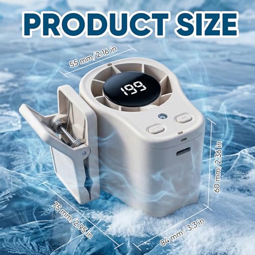 Car Clip on Air Conditioner Fan with LED Display, 360 Rotation, 199 Speeds & Semi-Cooling Technology, USB Rechargeable Personal Fan, Hands-Free Clip on Fan for Cars, Camping (White) - color: White