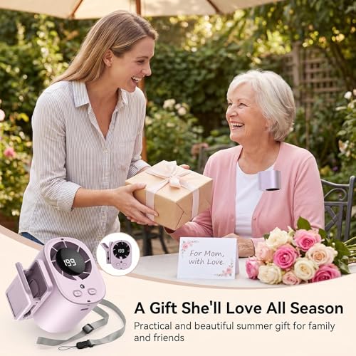 Car Clip On Fan,Portable Cooling Fan for Car with LED Display,360° Rotating Mini Fan,199 Speed Settings,USB Rechargeable 1500mAh Backseat Fan for Cars Without AC, Stroller,Office, Camping - color: Purple