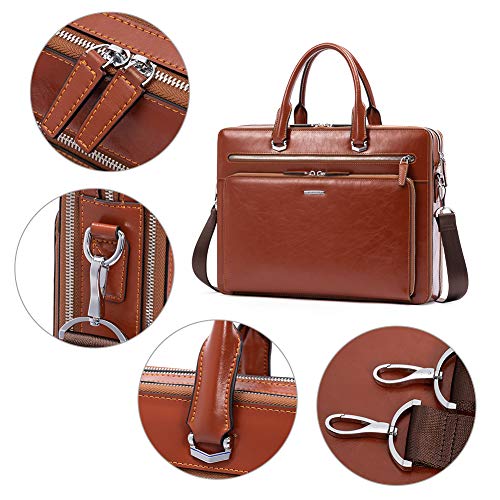 BOSTANTEN Briefcases for Men Messenger Bag Genuine Leather Laptop Bag 15.6 inch Office Work Tote for Buisness Travel - color: A-brown