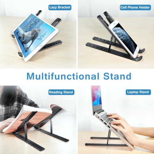 ivoler Laptop Stand, Laptop Holder Riser Computer Tablet Stand, 6 Angles Adjustable Aluminum Ergonomic Foldable Portable Desktop Holder Compatible with 10-15.6” MacBook,iPad, HP, Dell, Lenovo Black - color: C-Black
