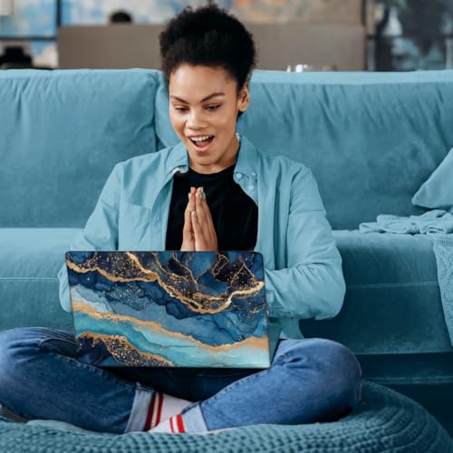 SUPERDANT Blue Marble Golden Texture Laptop Skin Sticker Decal Universal Removable Vinyl Notebook Protector Cover Fits 12 13 13.3 14 15 15.4 15.6 Inch Laptops - style: Golden Marble